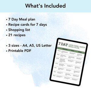 Keto diet printable meal plan showing breakfast, lunch, and dinner for 7 days with shopping list