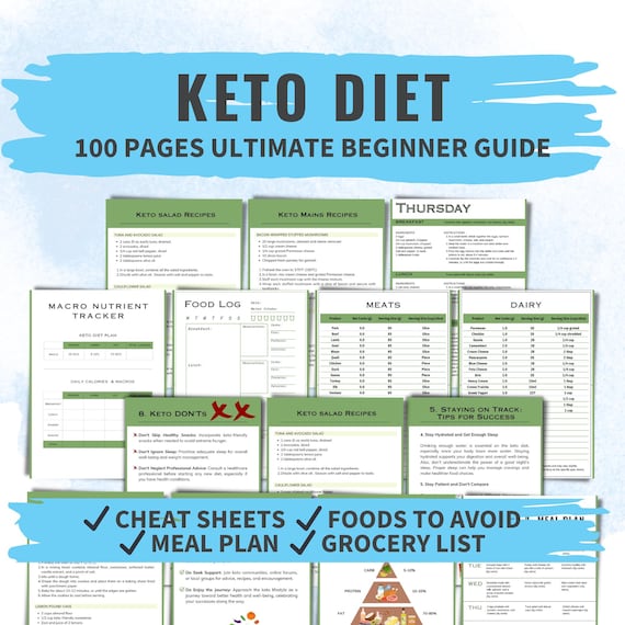Keto Diet Planner Printable Beginner Guide With Keto Meal Plan Grocery List Recipes Food Log Keto Journal Digital Low Carb Tracker PDF