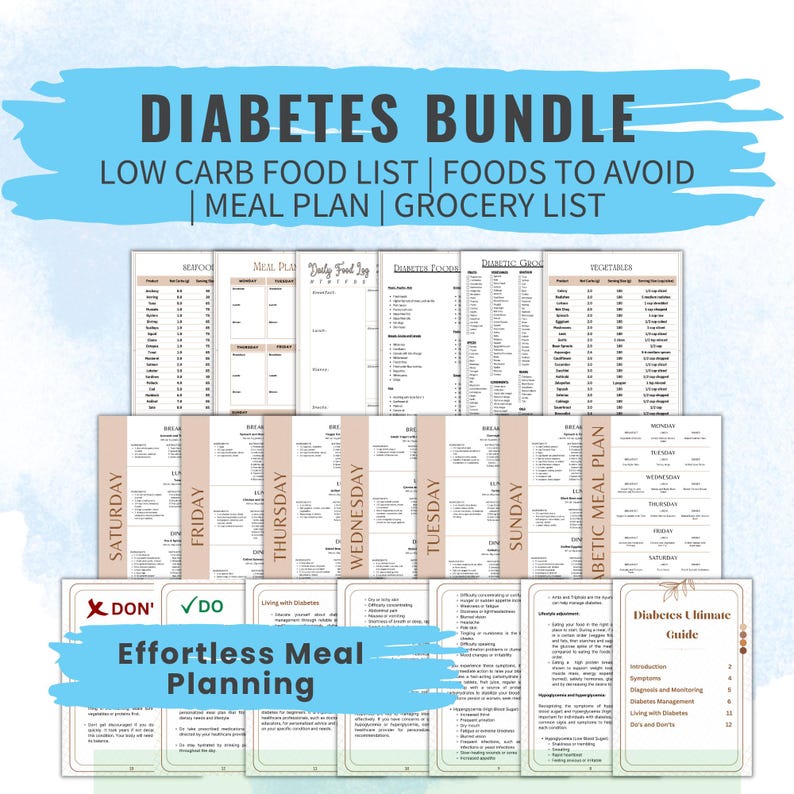 Weekly diabetes meal planner with done-for-you meals, helpful for people newly diagnosed with diabetes