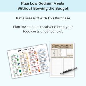 Free weekly budget planner included with your low sodium food list printable, helps plan meals without blowing the grocery budget.