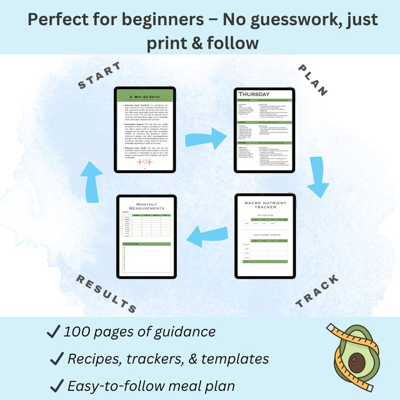 Weight loss tracker and keto journal for beginners, designed to simplify healthy eating and grocery shopping at home.