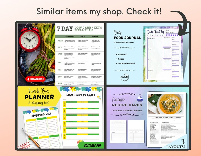 7 Day Low Sodium Meal Plan With Printable Grocery List Low Etsy