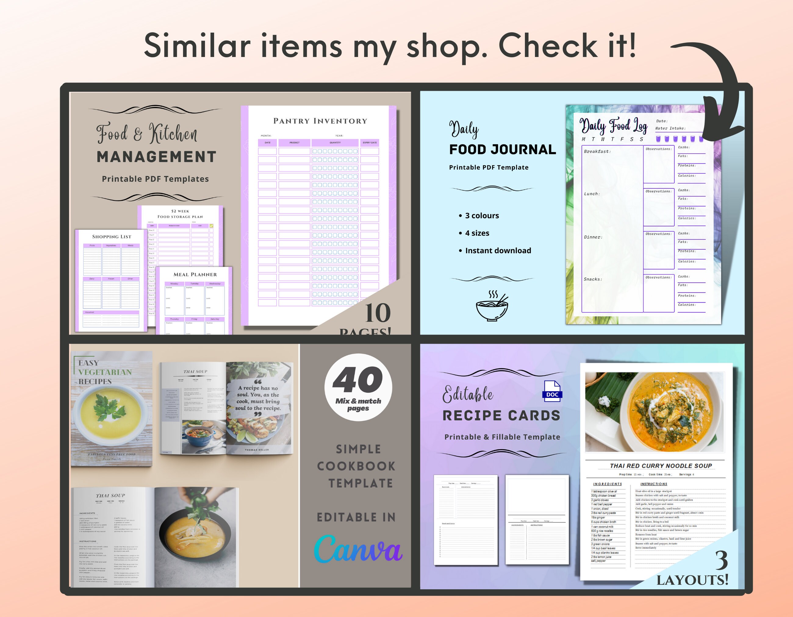 Monthly Meal Planner Printable Grocery List Menu Planner Template ...