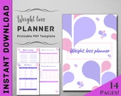 Weight Loss Planner, Weight Loss Chart, Weight Loss Journal, Meal Planner, Weight Loss Tracker, Printable Fitness Planner PDF