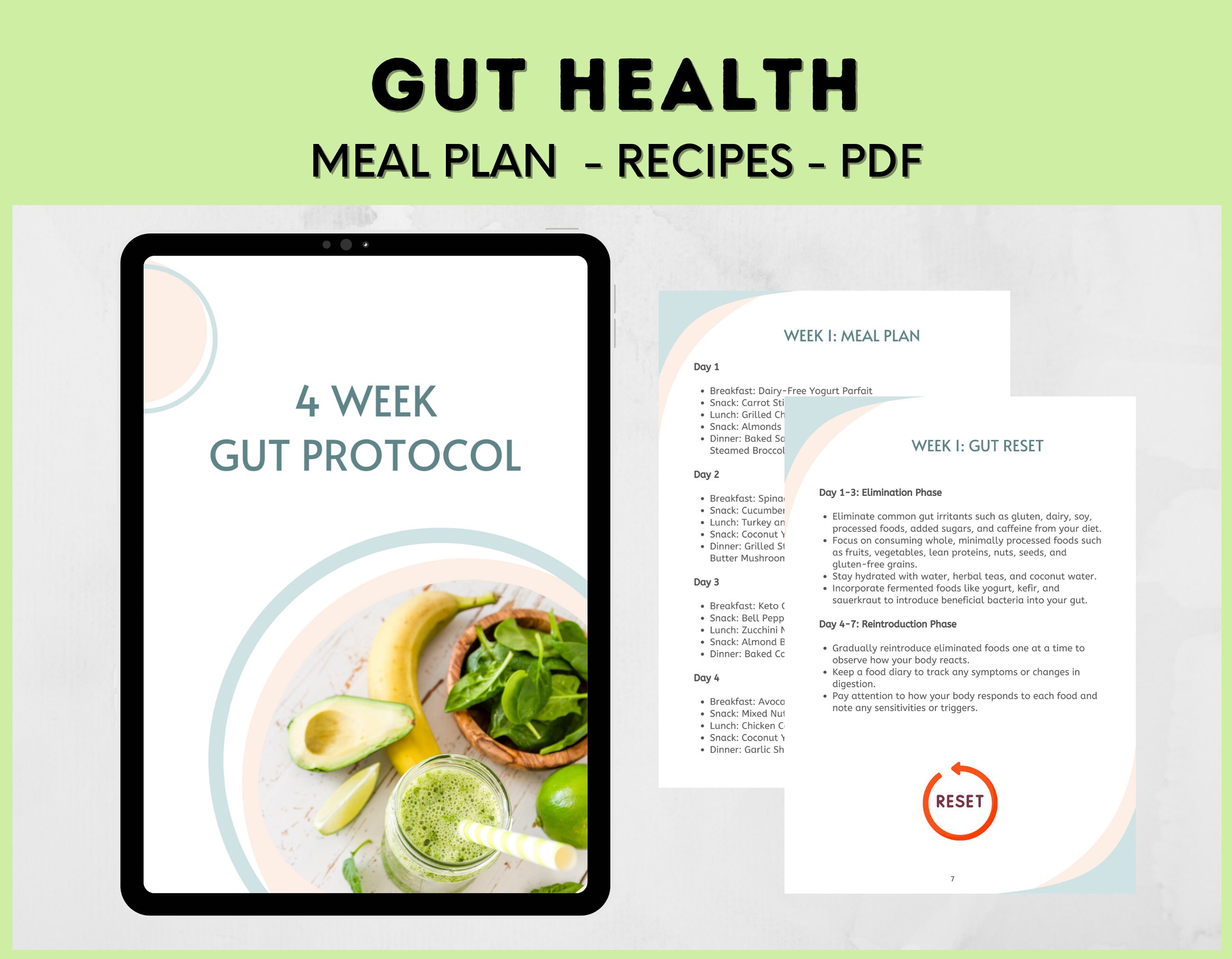 4 Week Gut Protocol Meal Plan 4 Week Gut Protocol Detox Meal Plan 28 Day Gut Cleanse Leaky Gut Health