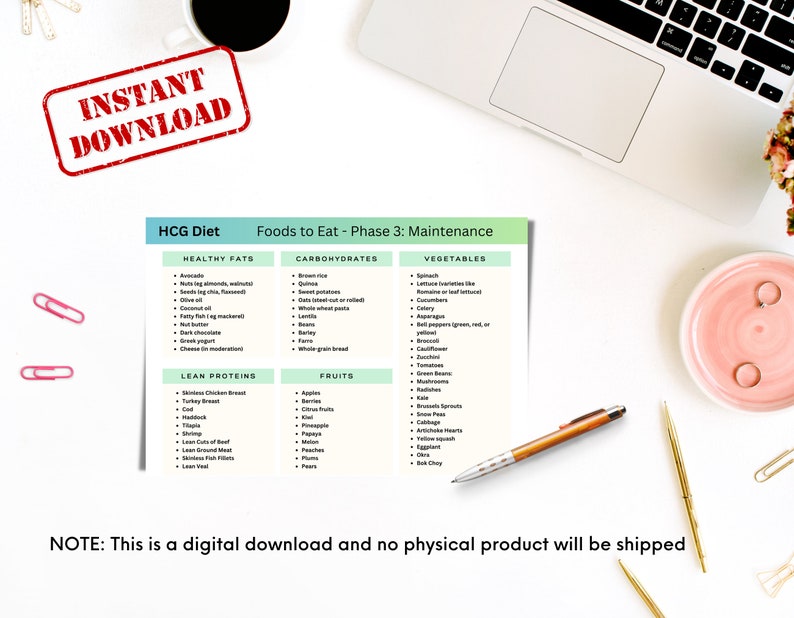 HCG Diet Food List PDF, HCG Weight Loss, Printable Hcg Diet Grocery ...