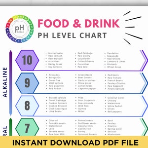 Alkaline Food Chart Acidic Alkaline PH Food List Printable Anti-Inflammatory Diet Detox Alkaline Foods Poster Infographic Wall Chart PDF