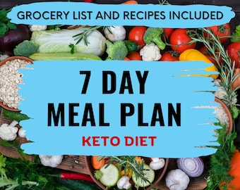 7 Day Keto Meal Plan PDF with Grocery List and Recipes Low Carb Diet Plan Easy Weekly Keto Meal Prep Guide Printable Beginner Weight Loss