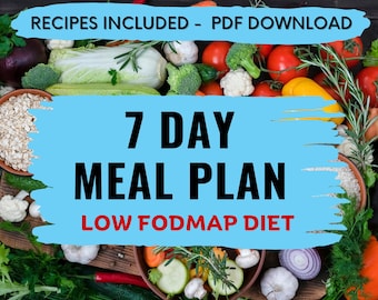 7 Day Low FODMAP Meal Plan PDF Easy Gut Health Recipes IBS Diet Plan Printable with Recipe Cards Clean Eating Meal Prep Digital Download
