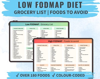 Low Fodmap Diet Food List Fodmap Grocery List IBS Diet Chart High Fodmap Foods to Avoid Digital Gut Health Meal Prep Guide Printable PDF