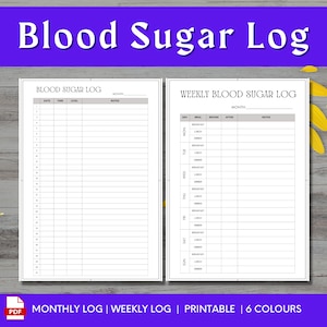 Blood Sugar Log, Printable Glucose Tracker, Monthly Blood Sugar Journal, Gestational Diabetes, Diabetic Planner PDF, Diabetic Log Book