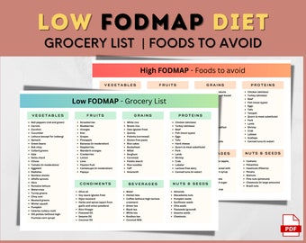 FODMAP Grocery List, IBS Food List, Low and High FODMAP List, Diet Food ...