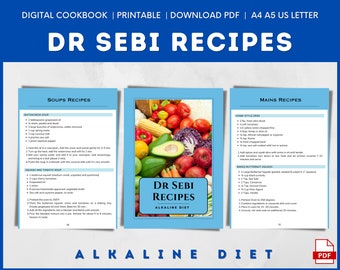 Dr Sebi Recipes Book, Anti-Inflammatory Diet, Vegan Alkaline Diet PDF, Mucus Free Food Detox, Printable Alkaline Foods Cookbook, Liver Detox