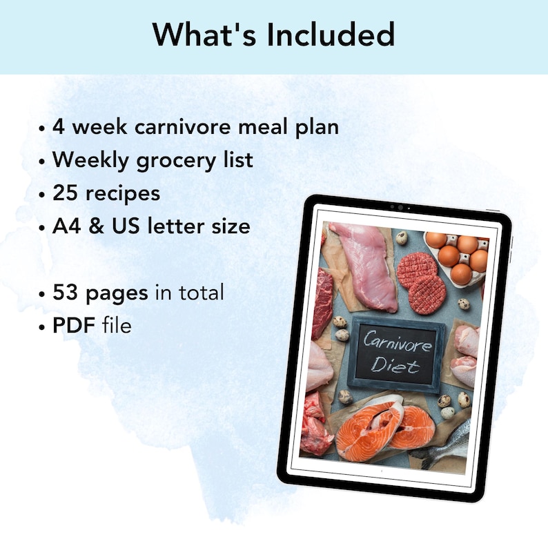 Carnivore Diet Meal Plan 28 Day Carnivore Diet Plan 4 week High Protein Diet Meat Only Recipes Beginner Guide Meal Prep Printable PDF image 2