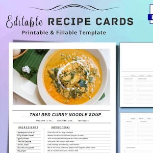 Blank Recipe Book Template, Editable Recipe Template Word, Ebook Recipe Binder, Printable Recipe Book Template, Recipe Cards