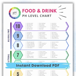 Alkaline Food Chart Acidic Alkaline PH Food List Printable Anti-Inflammatory Diet Detox Alkaline Foods Poster Infographic Wall Chart PDF