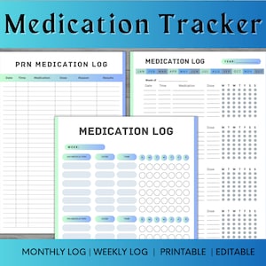 Printable Medication Tracker, AM PM Medication Chart, Editable Medication Log Template, Monthly Weekly Medical Tracker Logbook