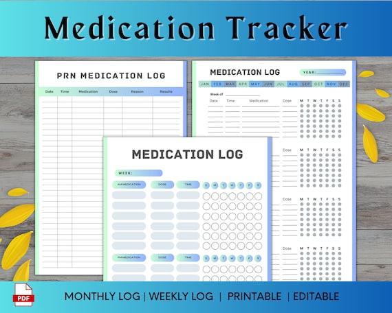 Printable Medication Tracker, AM PM Medication Chart, Editable Medication Log Template, Monthly Weekly Medical Tracker Logbook