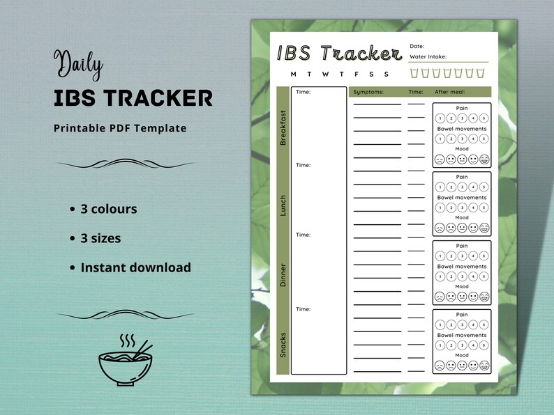 Daily IBS Journal Printable Symptom Tracker Food - Etsy