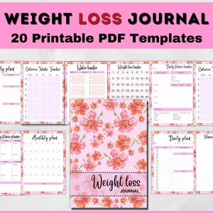 My Weight Loss Journey Journal, gewichtsverliesgrafiek, gewichtsverliestracker, afdrukbare gewichtsverliesplanner, A4 A5 US Letter pdf