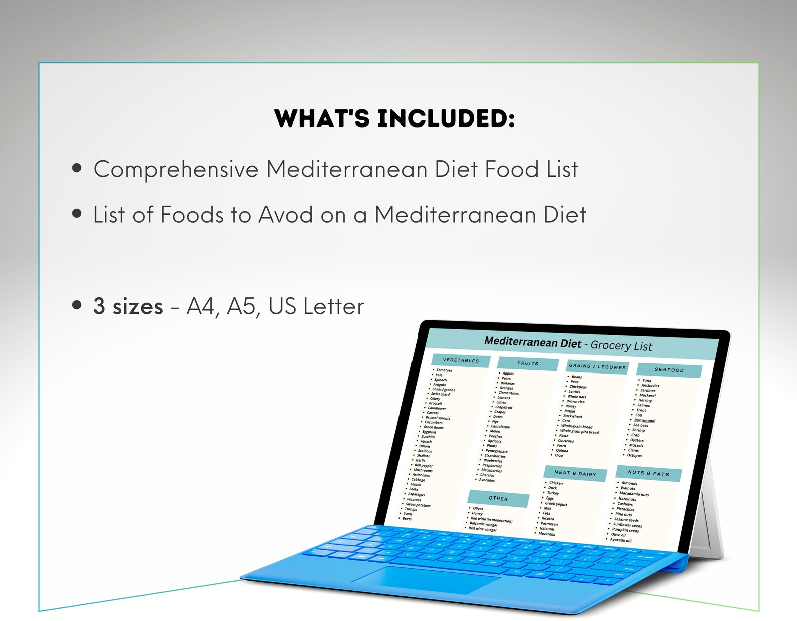 Mediterranean Food List, Mediterranean Diet, Printable Food List to ...