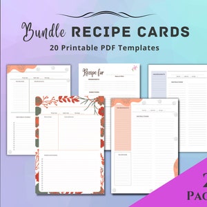 Recipe Card Template | Printable Recipe Binder | Recipe Book Template | Family Cookbook Template | Recipe Cards