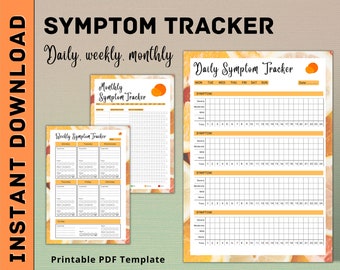 IBS Tracker, Symptom Tracker Template, Printable Food Journal, Weekly Food Allergy Tracker, Daily Pain Tracker, Monthly Medical Journal PDF