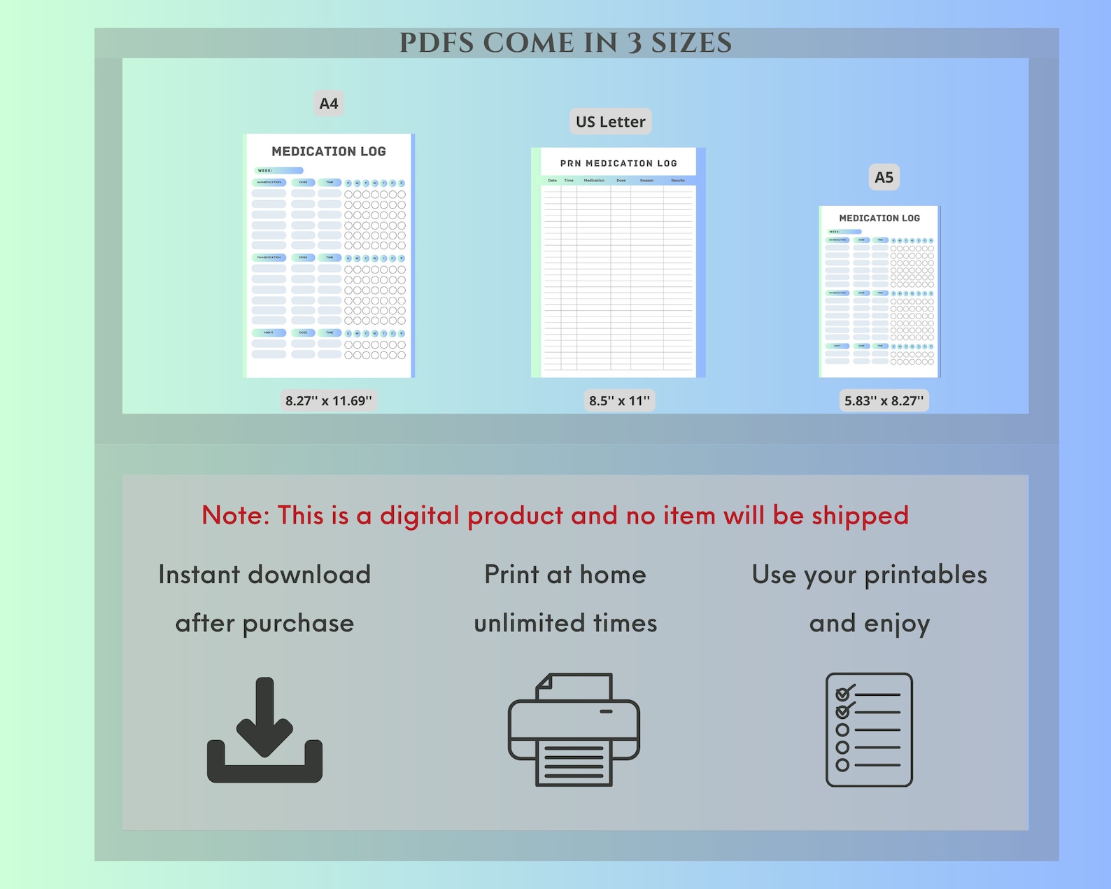 Printable Medication Tracker, AM PM Medication Chart, Editable