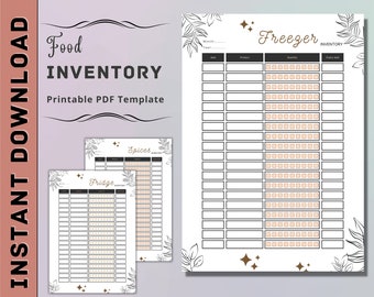 Pantry Inventory Printable | Fridge Inventory Template | Freezer Inventory Sheet | Kitchen Inventory PDF | Food Inventory Printable