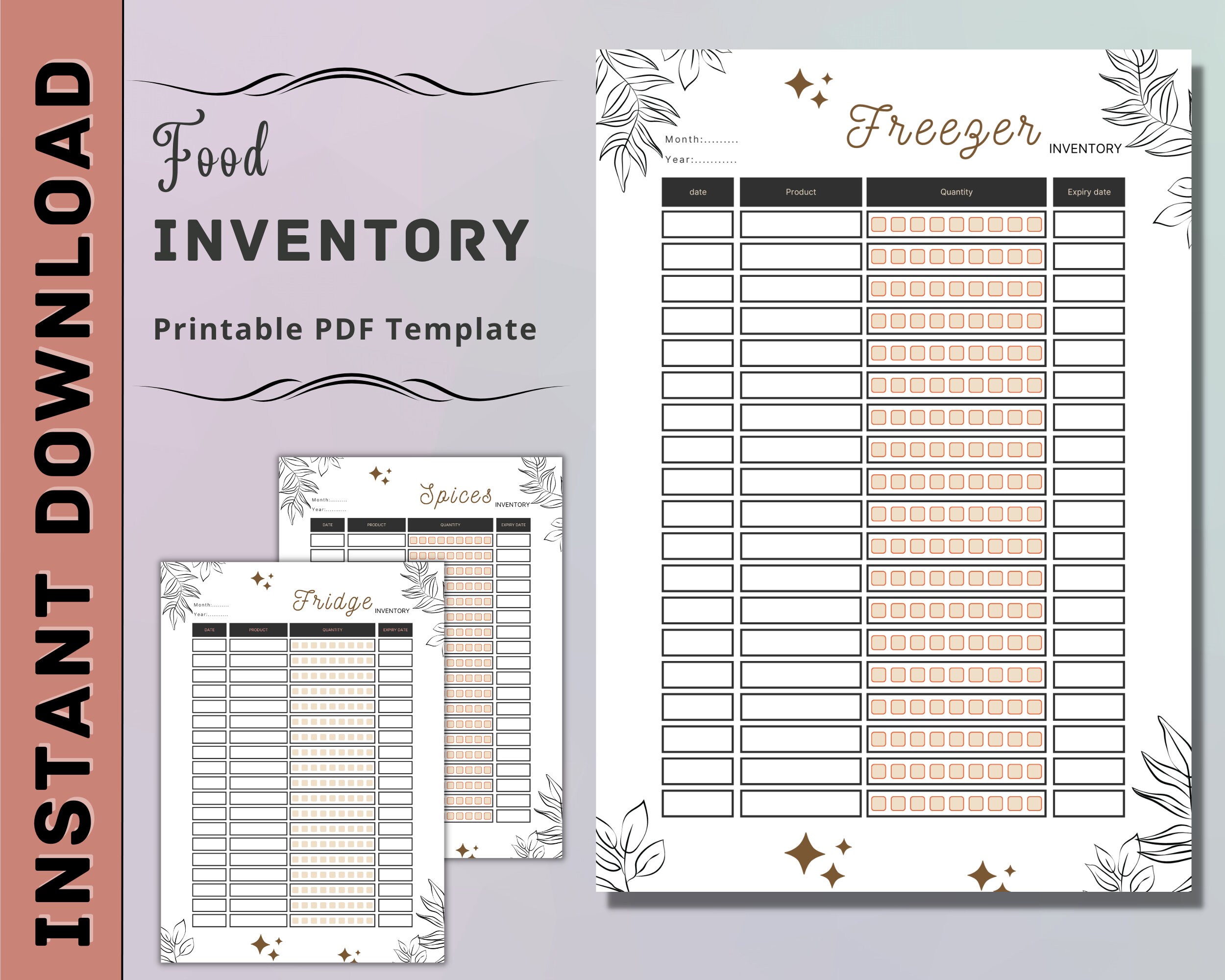 Pantry Inventory Printable | Fridge Inventory Template | Freezer ...