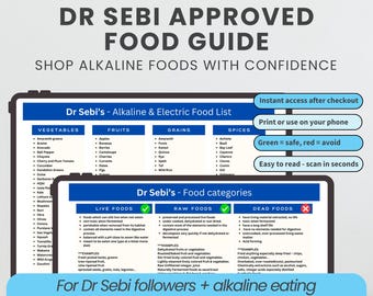 Dr Sebi Food List Anti-Inflammatory Diet Alkaline Electric Foods Chart Vegan Diet Mucus Free Grocery List Liver Detox Printable PDF