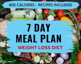 Calorie Deficit Plan Low Calorie Diet Plan Menu Recipes Weekly 800 Calorie Diet Meal Plan 7 Day Diet Plan for Fast Weight Loss Printable PDF