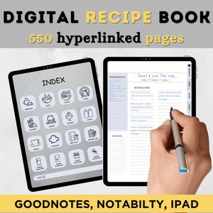 Digital Recipe Book for GoodNotes Notability Digital iPad Recipe Journal Digital Cookbook Digital Meal Planner Recipe Book Template