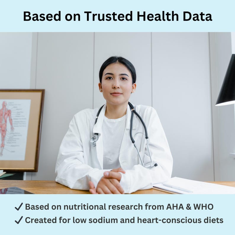 Salt content tracker list for diet planning, great for anyone on a low-sodium regimen or managing high blood pressure.