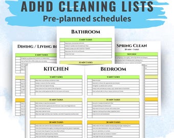 ADHD Cleaning Schedule Checklist by Room Weekly Cleaning Planner Adult Spring Clean Chart Printable Bundle List Goodnotes Ipad Digital PDF