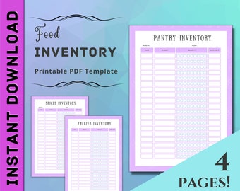 Freezer Inventory PDF | Blank Pantry Inventory Template | Fridge Inventory Sheet | Household Food Inventory Printable