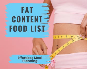 Fettgehalt von Lebensmitteln Liste Abnehmen Abnehmen Fettzähler Makros Low Fat Diet Sauber Essen High Fat Keto Digital Printable PDF