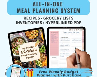 Kitchen Organization System Digital Meal Planner System With Grocery List Recipe Binder Inventory Organizer Hyperlinked Goodnotes iPad