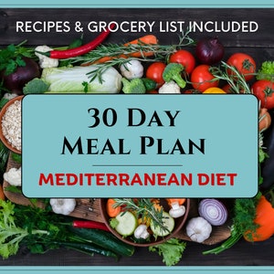 Régime méditerranéen de 30 jours, menu diététique de 1 500 calories avec recettes et liste de courses PDF imprimable
