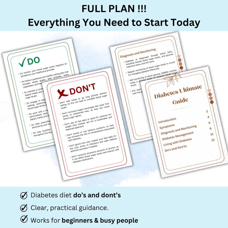 Diabetic bundle with meal tracker and do’s and don’ts sheet, great for creating a consistent eating routine