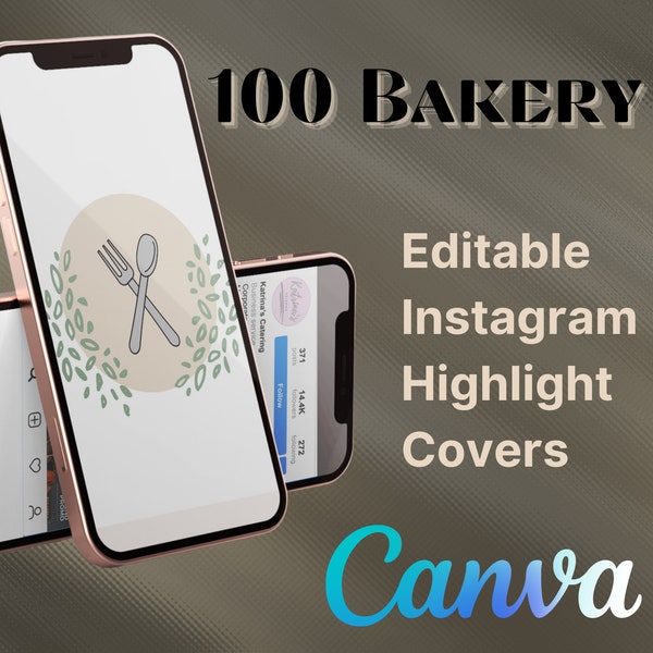 Editable Bakery Instagram Highlights Canva Templates | Food Instagram Highlight Covers | Restaurant Instagram Story Highlight Icons