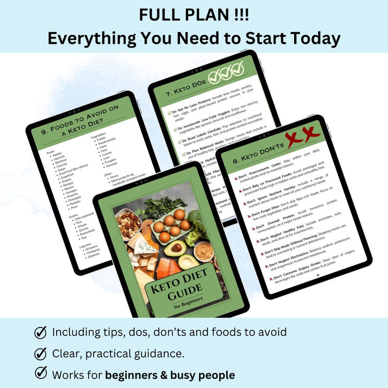 Keto PDF printables covering everything from pantry inventory to calorie intake, empowering users to manage their health easily.