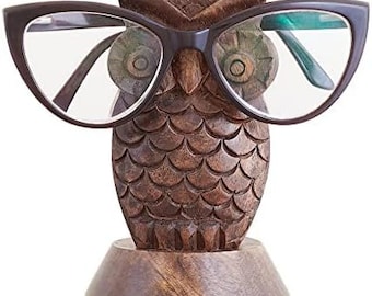 Wooden Owl Glasses Holder, Budha\Elephant shape Eyeglass, Eye Glass Holder Stand, Hand Carved Gift for Mom, Dad