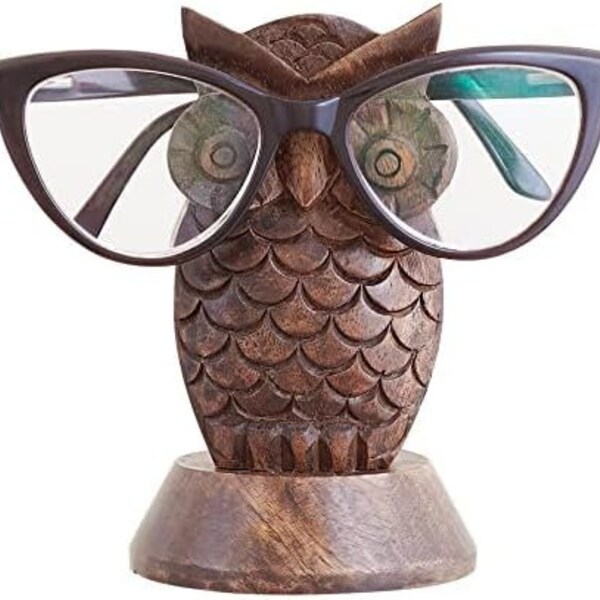 Wooden Owl Glasses Holder, Budha\Elephant shape Eyeglass, Eye Glass Holder Stand, Hand Carved Gift for Mom, Dad