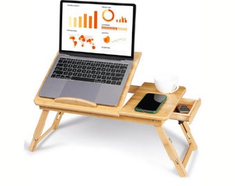 Laptop Table For Sofa Adjustable Bamboo Foldable portable Breakfast table Bed tray