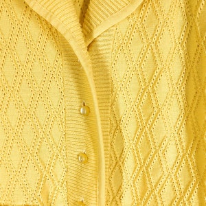 Vintage 70s Yellow Knit Cardigan Button Up Sweater, Gramma Sweater, Made in Canada, Blazer Style Sweater image 4