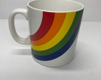 VTG 1980's Rainbow Coffee Mug FTD Made in Japan. Vibrant colors, no chips