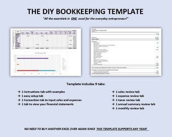 The DIY Bookkeeping Template | Easy tracking of income and expenses with automated reports