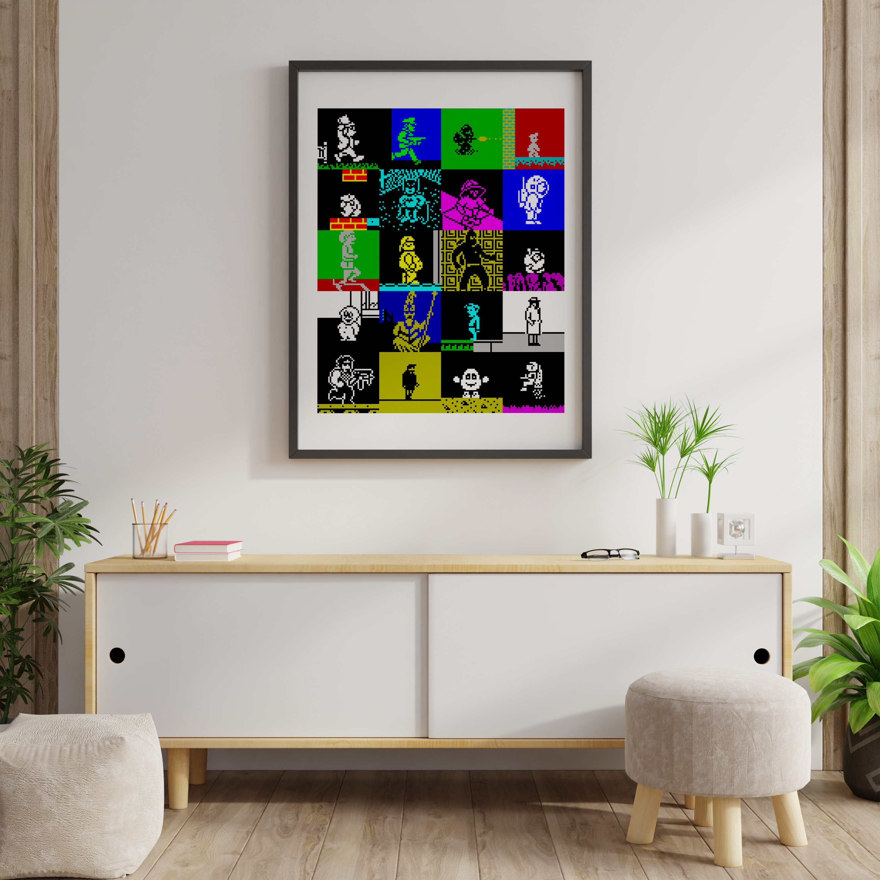 ZX Spectrum Heroes Montage Print: 8-bit Retro Gaming Wall Art