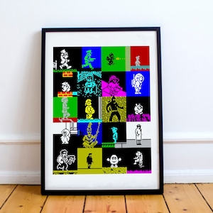 Retro Gaming Heroes Montage Print, ZX Spectrum, 8-Bit, Gaming Gift, Wall Art, Game Print, Pixel Art, Retro Gamer, Art, Retro